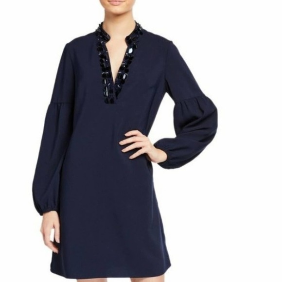 NEW! LILLY PULITZER Navy Shea Embellished Shift Dress 0! - Picture 5 of 5